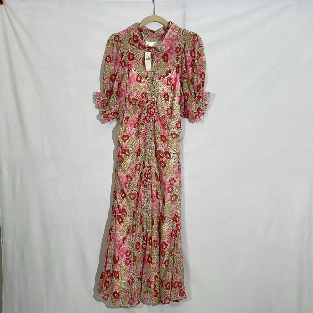 NWT Anthropologie Midi Dress Size 6 Delicate Floral Print - Picture 4 of 14